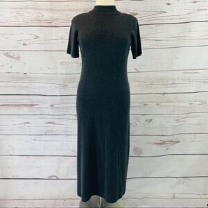 Nina Leonard grey sweater dress long short sleeve